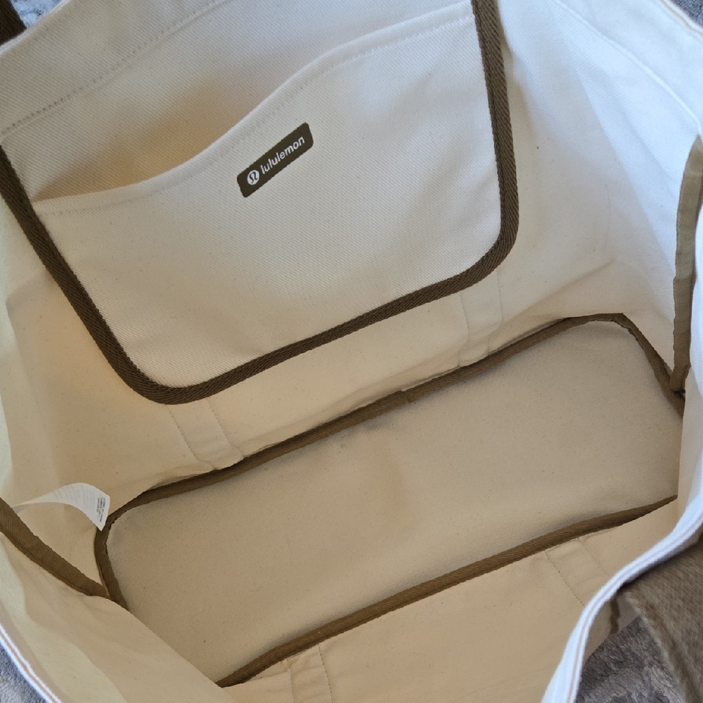 Lululemon Canvas Tote Brown Daily Multi-Pocket Canvas Tote Bag 20L Logo - Picture 5 of 5